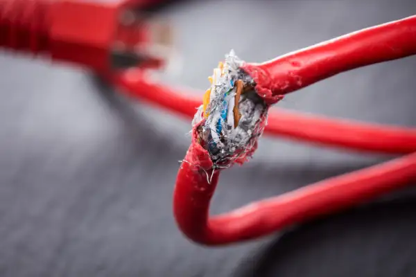Das Bild zeigt ein notdürftig geflicktes Kabel